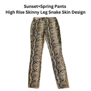 Sunset+Spring Snake Skin Print High Rise Boot Cut Pants Small